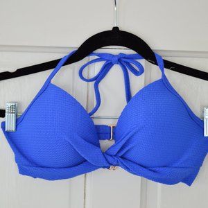 NWT Shade & Shore Blue Light Lift Twist Bikini Top Size 34D